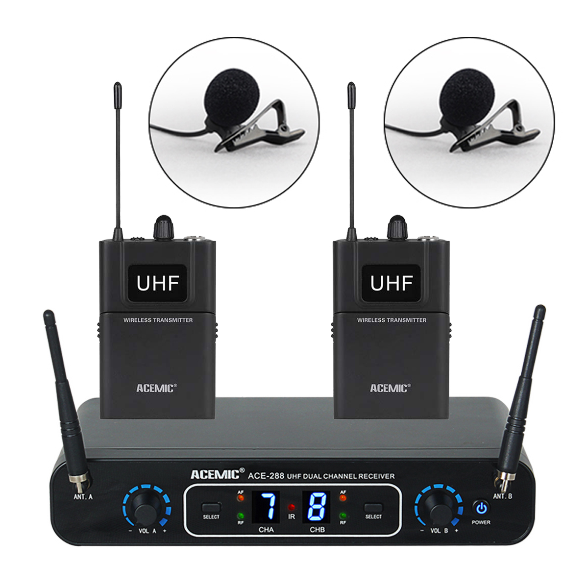 ACE-288/BPL Wireless Lavalier Microphone System Dual