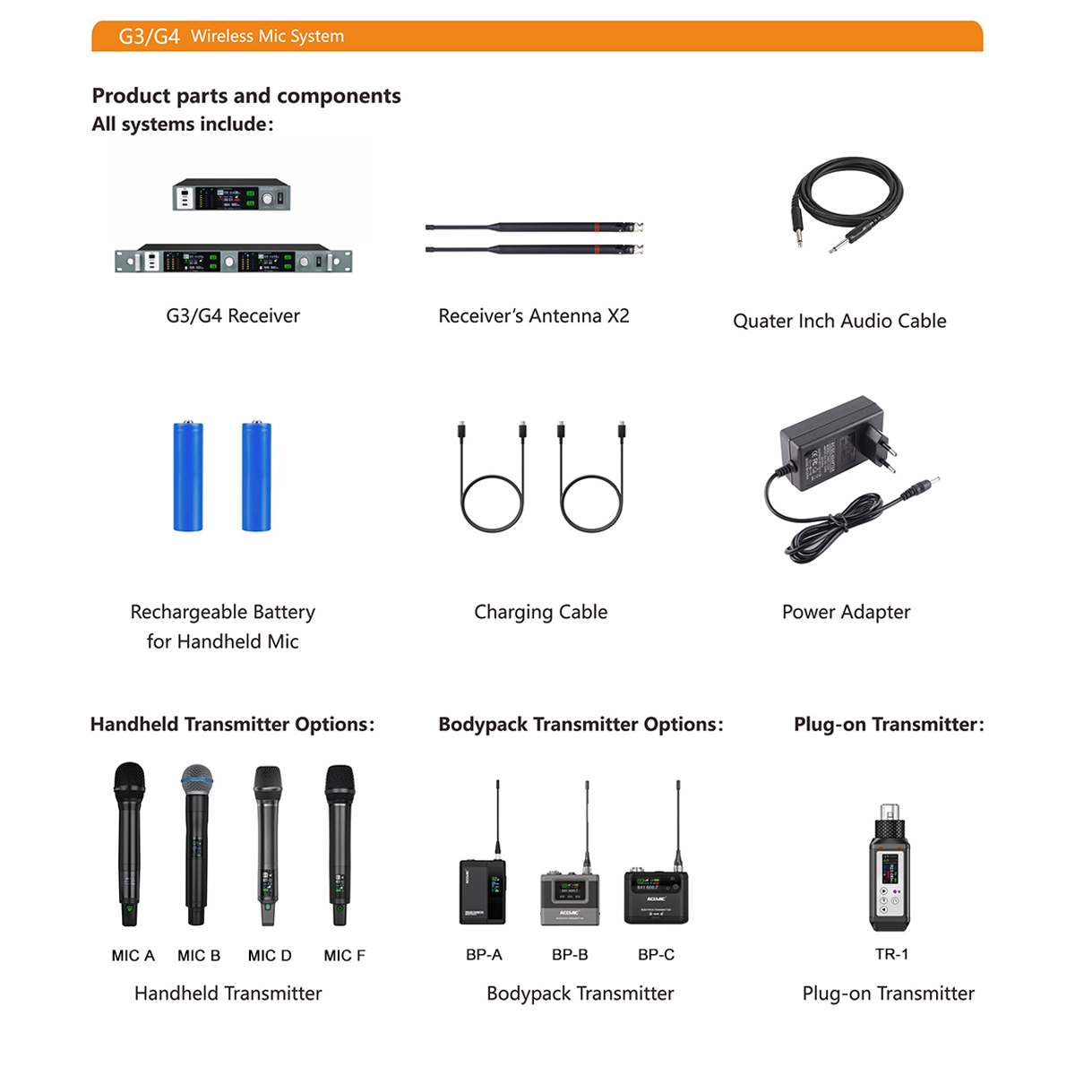 G4Max/MicB Wireless Microphone System for Live Stage Performance